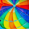 Colourful parachute taken from inside