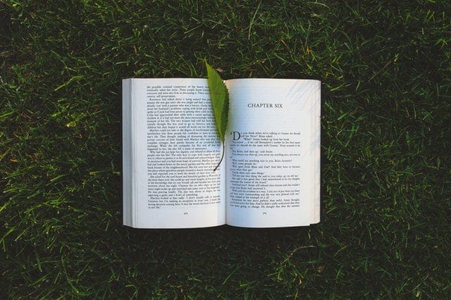 Book with leaf bookmark