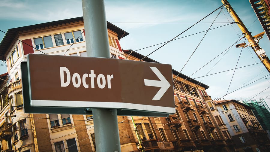 Street Sign The Direction Way To Doctor