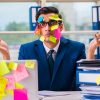 Business man with confused face full of sticky notes (Doctor)